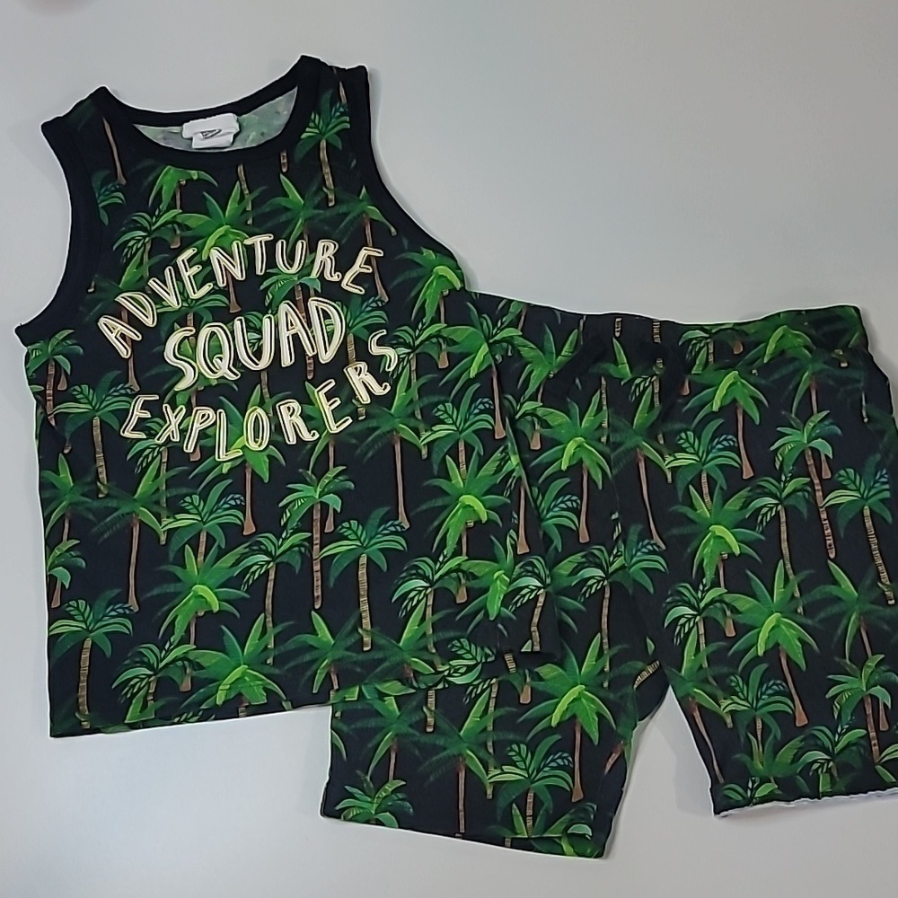 H&M x EMMA JAYNE Adventure Squad Tropical Palm Tree Cut off Shorts set